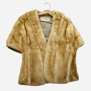 Rare Vintage Lane Bryant Blonde Mink Fur Bolero Capelet Shrug M Old Money Glam